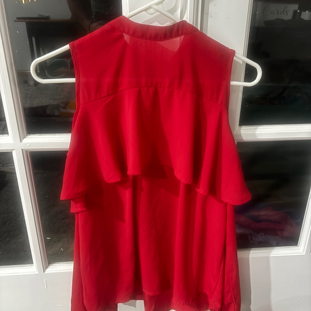 rue21 Red Cold-Shoulder Ruffle Top - Picture 4 of 5